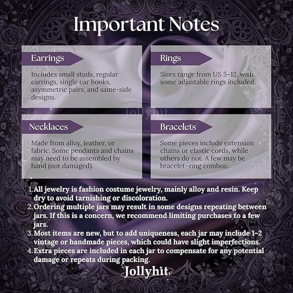 Mystery Jewelry Jar 30pcs Gothic Witchy Set Women Halloween Gift Rings Earrings - Picture 7 of 7